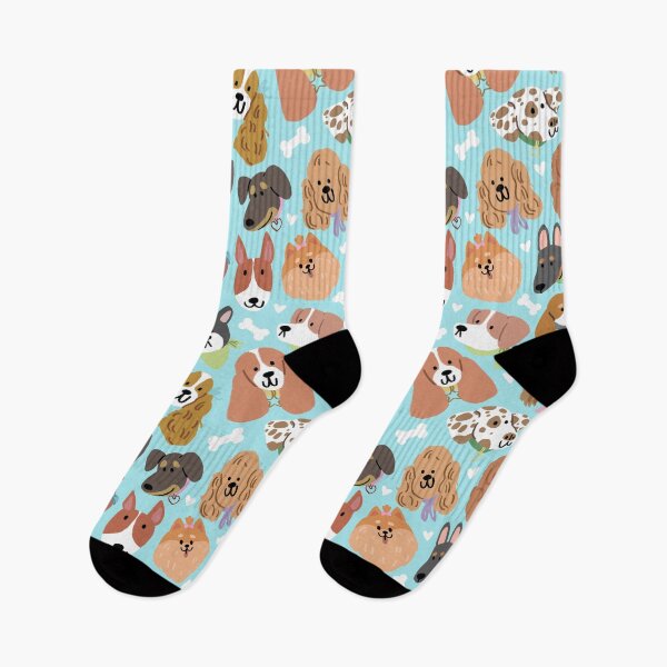 Item preview, Cute Dogs Seamless Pattern Blue designed and sold by MadeByBeata.