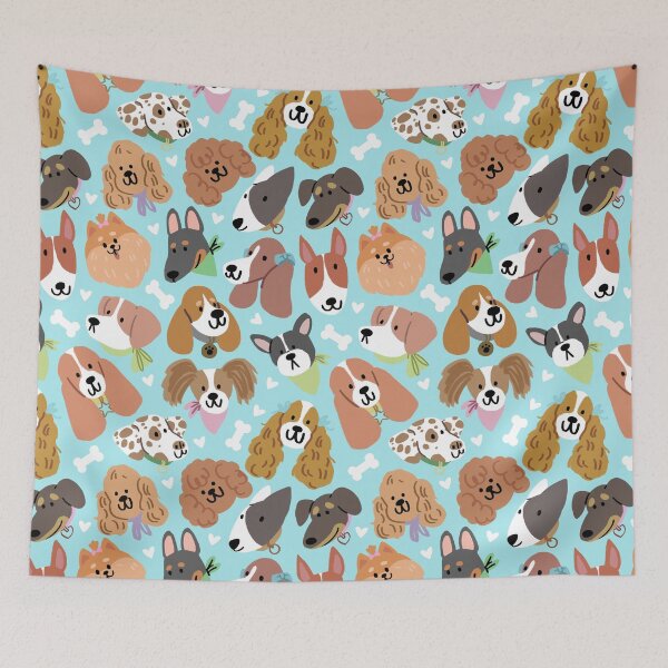 Item preview, Cute Dogs Seamless Pattern Blue designed and sold by MadeByBeata.