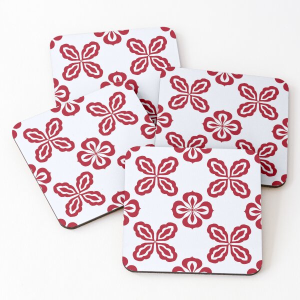 Item preview, Red floral block print pattern designed and sold by Block print shop.