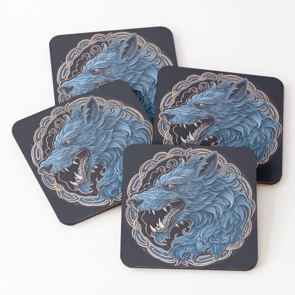 Item preview, Fenrir, silver and blue wolf, viking motif, for dad, dad, for the husband, happy dads day designed and sold by PRYMULLART.