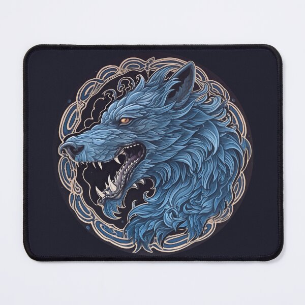 Item preview, Fenrir, silver and blue wolf, viking motif, for dad, dad, for the husband, happy dads day designed and sold by PRYMULLART.