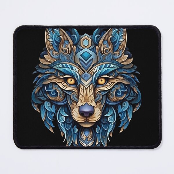Item preview, golden and blue wolf, viking wolf, blue celtic wolf, blue viking wolf, for the husband, for dad, dad, happy dad's day designed and sold by PRYMULLART.