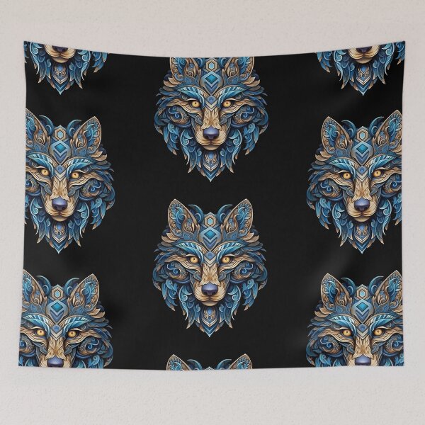 Item preview, golden and blue wolf, viking wolf, blue celtic wolf, blue viking wolf, for the husband, for dad, dad, happy dad's day designed and sold by PRYMULLART.