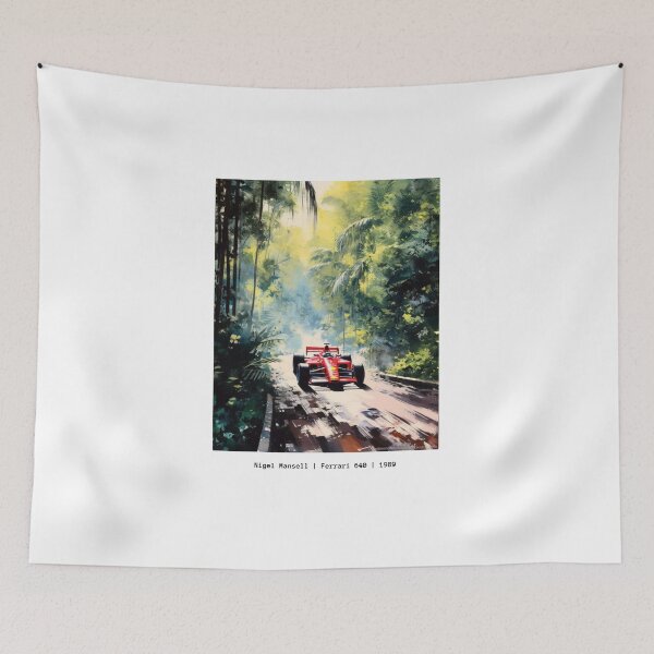 Item preview, Nigel Mansell Vintage 1989 Ferrari 640 F1 Watercolour Painting Print designed and sold by PicTechNowArt.