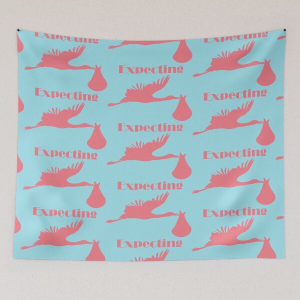 Item preview, Expecting - Stork Delivering Baby - pink version designed and sold by DesignsbyJBird.