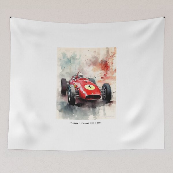 Item preview, Ferrari 500 Vintage 1953 F1 Watercolour Painting Print designed and sold by PicTechNowArt.