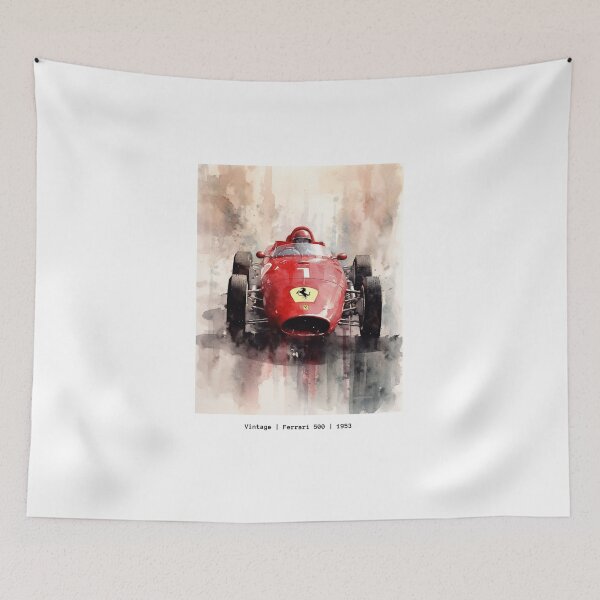 Item preview, Ferrari 500 Vintage 1953 F1 Watercolour Painting Print designed and sold by PicTechNowArt.