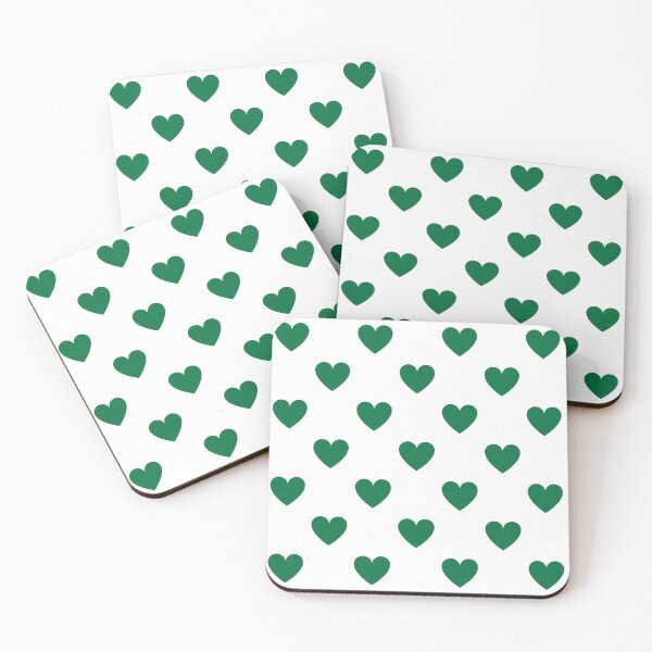Item preview, Deep green heart print on white designed and sold by LittleBettyMakes.