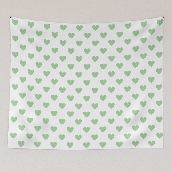 Item preview, Green heart print on white designed and sold by LittleBettyMakes.