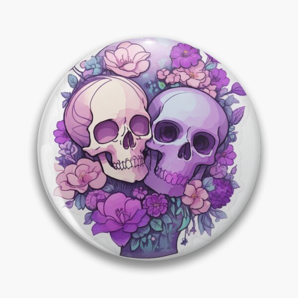 Item preview, Purple & Pink Flowers Surrounding Skull Couple designed and sold by BBGIFTSUK.
