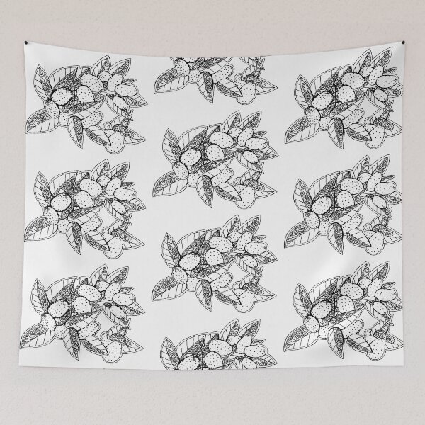 Item preview, California Kumquats Black and White Pen and Ink Drawing designed and sold by RhondaChase.