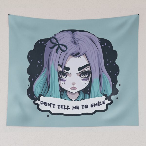 Item preview, don't tell me to smile, pastel goth girl designed and sold by sofiahawk.