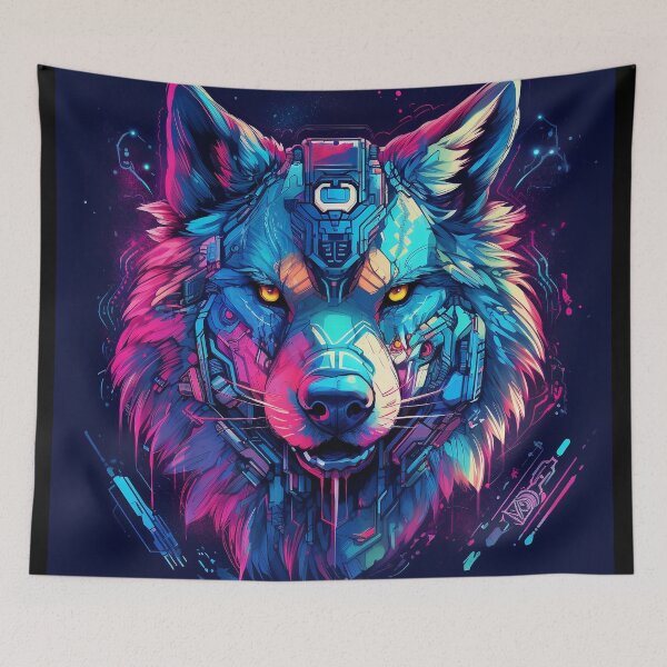 Item preview, Colorful Angry Cyber Wolf for Cyber-Gangsters designed and sold by NapNapSleeper.