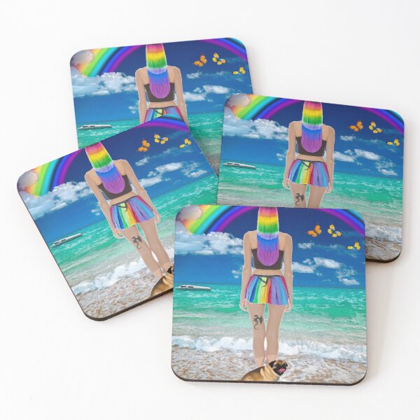 Item preview, lgbt pride girl with dog  by the sea colorful designed and sold by DeluxBee.