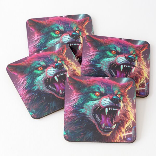 Item preview, Colorful Angry Cyber Wolf for Cyber-gangsters designed and sold by NapNapSleeper.
