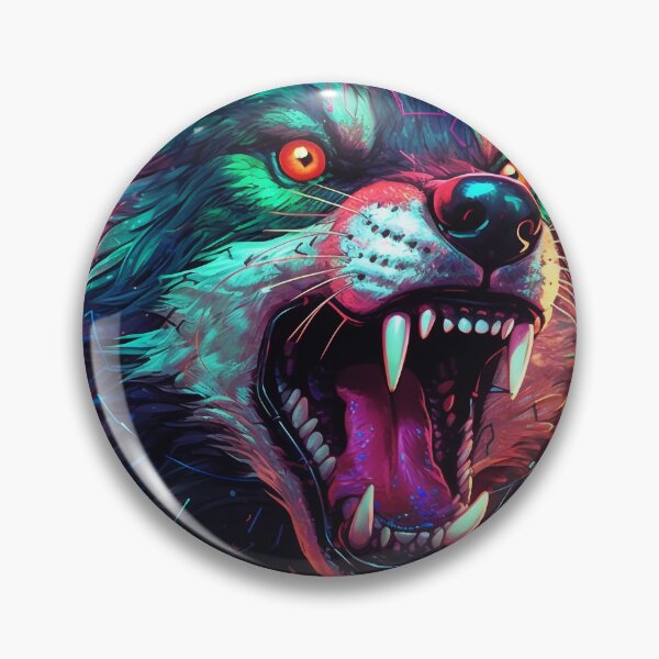 Item preview, Colorful Angry Cyber Wolf for Cyber-gangsters designed and sold by NapNapSleeper.