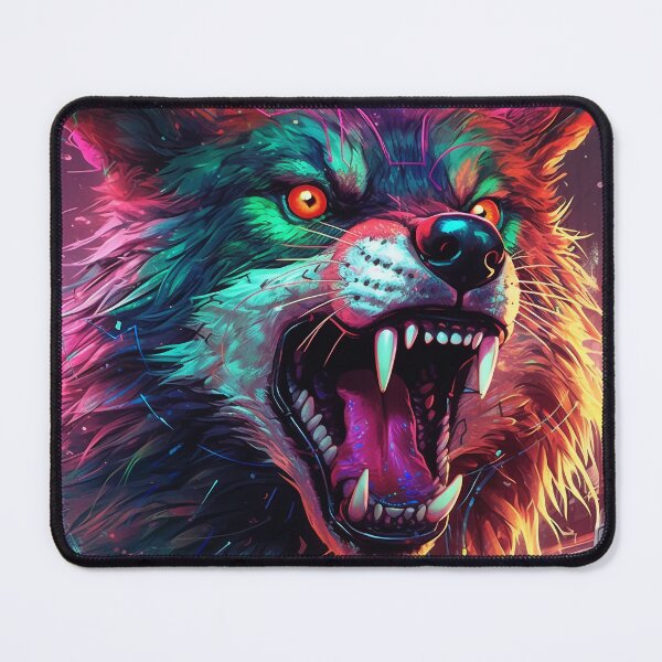 Item preview, Colorful Angry Cyber Wolf for Cyber-gangsters designed and sold by NapNapSleeper.