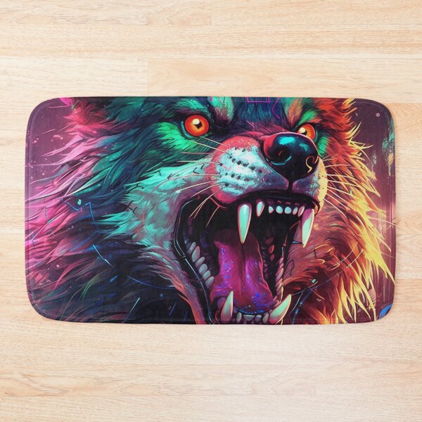Item preview, Colorful Angry Cyber Wolf for Cyber-gangsters designed and sold by NapNapSleeper.