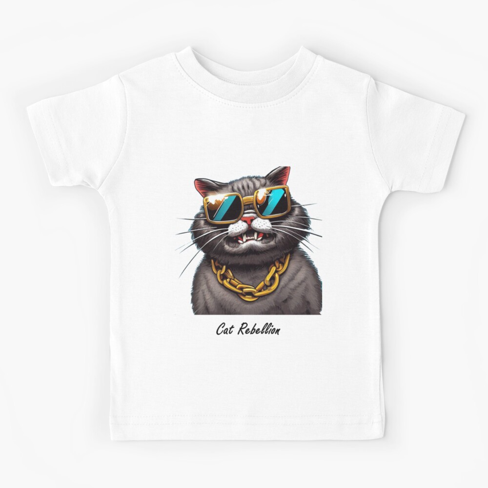 Cat Rebellion - Stylish cat with sunglasses and gold chain Essential  T-Shirtundefined by LV-creator