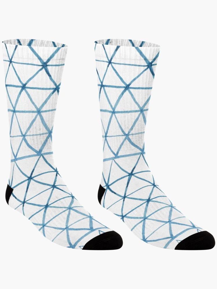 Thumbnail 3 of 5, Socks, Indigo Geo Triangle Pattern designed and sold by sofiahawk.