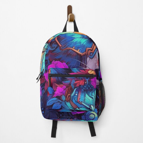 Item preview, Colorful Cyber Wolf with Cyber-Flowers for Cyber-Gangsters designed and sold by NapNapSleeper.