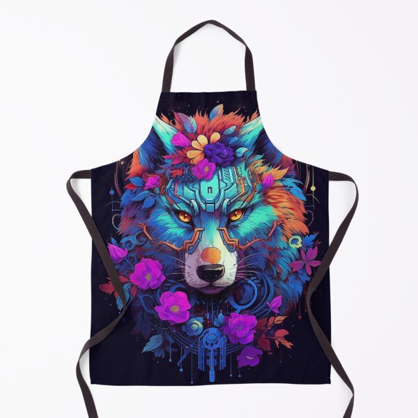 Item preview, Colorful Cyber Wolf with Cyber-Flowers for Cyber-Gangsters designed and sold by NapNapSleeper.