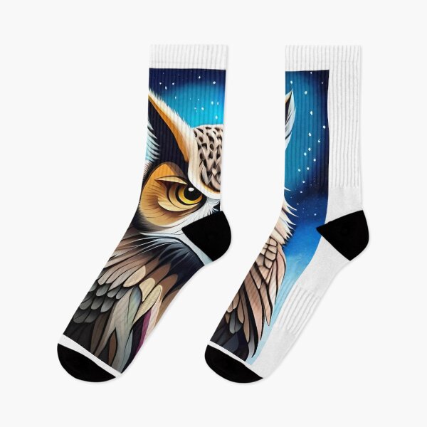 Item preview, Owl Bird Night Moon Water Color Nature Wildlife Art designed and sold by PixelCraving.