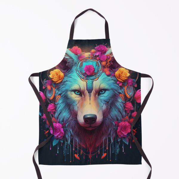 Item preview, Colorful Cyber Wolf with Cyber-Flowers for Cyber-Gangsters designed and sold by NapNapSleeper.