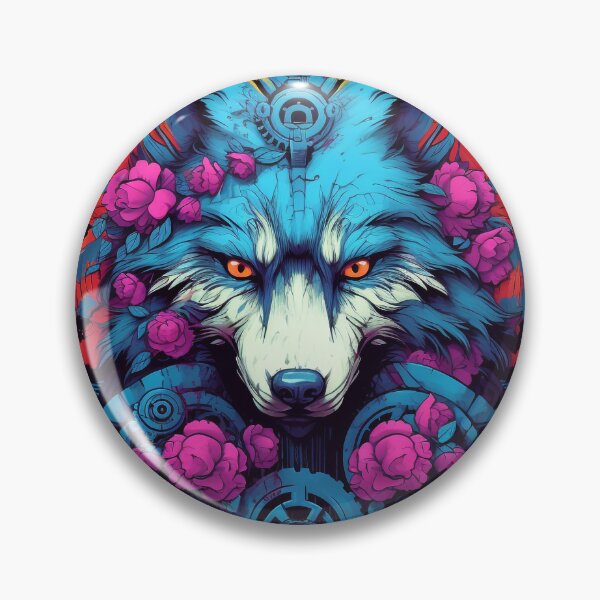 Item preview, Colorful Cyber Wolf with Cyber-Flowers for Cyber-Gangsters designed and sold by NapNapSleeper.