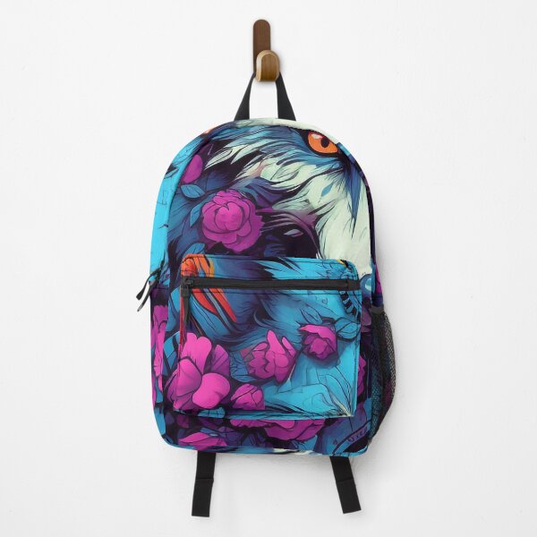 Item preview, Colorful Cyber Wolf with Cyber-Flowers for Cyber-Gangsters designed and sold by NapNapSleeper.