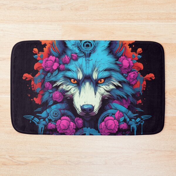 Item preview, Colorful Cyber Wolf with Cyber-Flowers for Cyber-Gangsters designed and sold by NapNapSleeper.