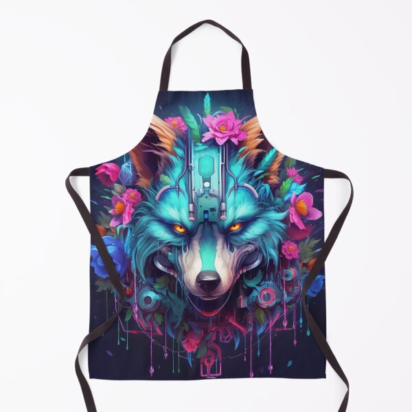 Item preview, Colorful Cyber Wolf with Cyber-Flowers for Cyber-Gangsters designed and sold by NapNapSleeper.