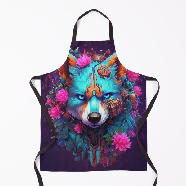 Item preview, Colorful Cyber Wolf with Cyber-Flowers for Cyber-Gangsters designed and sold by NapNapSleeper.