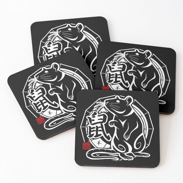 Item preview, Rat Chinese Zodiac Sign Lunar New Year Tribal Design white designed and sold by loshimizuDesign.