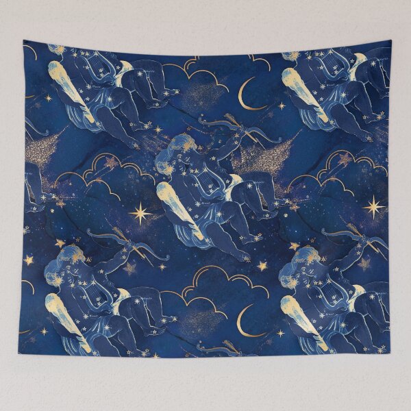 Item preview, Blue Gemini Constellation with Moon and stars designed and sold by DarkstarDesign.