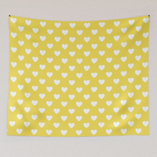 Item preview, White heart print on yellow 1 designed and sold by LittleBettyMakes.