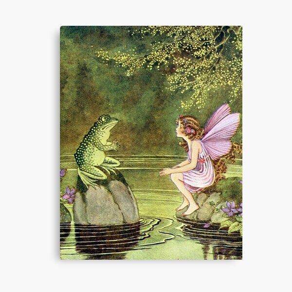 Frog and Fairy Talking -Ida Rentoul Outhwaite Canvas Print