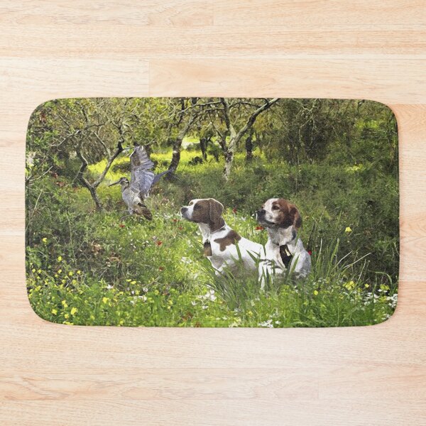 Artikelvorschau, Brittany Spaniel jagt im Wald entworfen und verkauft von TammyHunterArt.