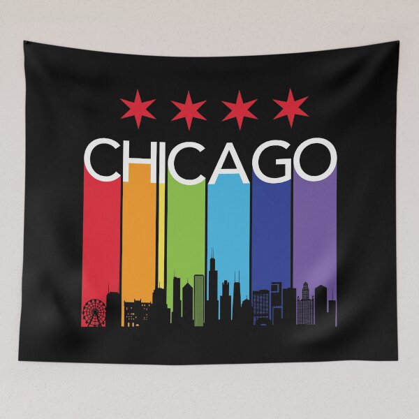 Item preview, Chicago Skyline Flag Colorful Rainbow designed and sold by Highway24.