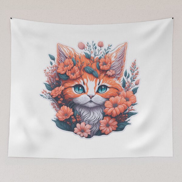 Item preview, Cute cat with flowers awesome gift  designed and sold by KING TK.