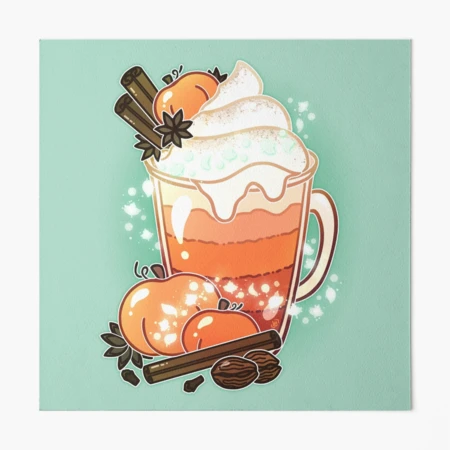 Personalized Kawaii Pumpkin Spice Latte on Orange Polka Dots