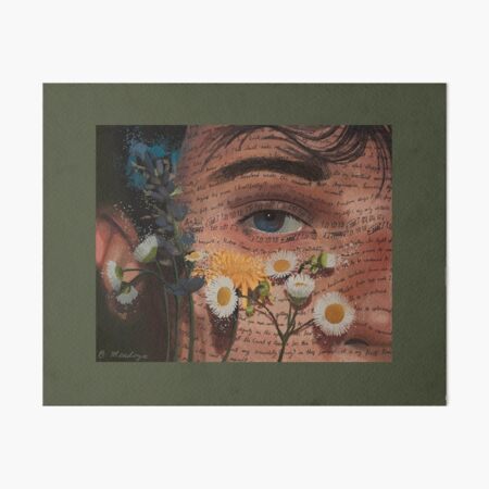 Blueblonnet Eyes, Flowers and Ink Art Board Print