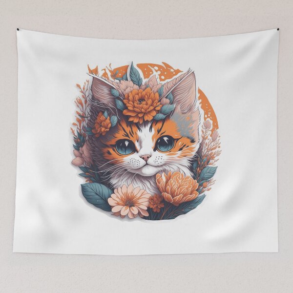 Item preview, Cute cat with flowers awesome gift  designed and sold by KING TK.