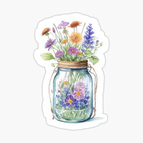 Item preview, Colourful Wildflowers In Mason Jar designed and sold by BBGIFTSUK.