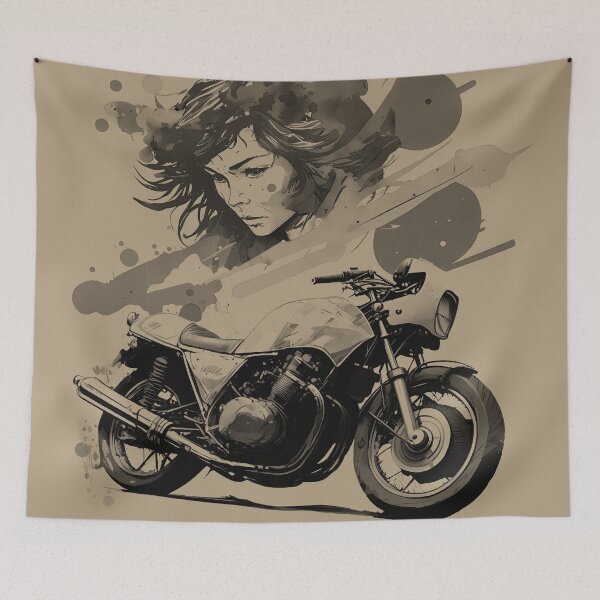 Item preview, Japanese Iconic Motorcycle, 1969 - Black and White designed and sold by MVDigitalArt.