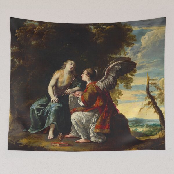 Item preview, Mary Magdalene Comforted by an Angel | Claude Vignon | 1626 Baroque Biblical Art designed and sold by CJET.