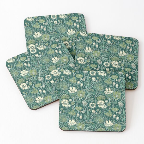 Item preview, Vintage green floral pattern  designed and sold by florallover444.