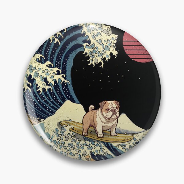 Item preview, English Bulldog Kanagawa Japanese Surfing Wave designed and sold by rafaeltto.