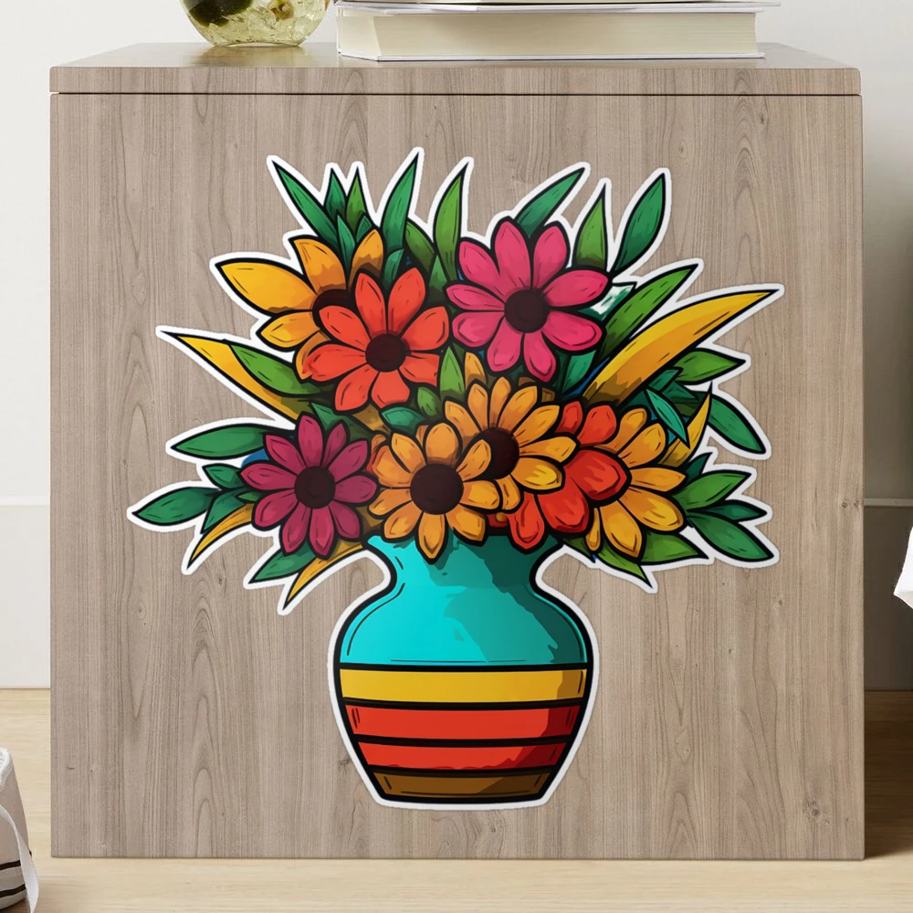 Vintage Vase Flower Stickers 25pcs