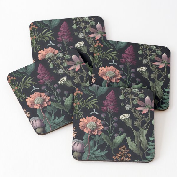 Item preview, black floral print designed and sold by Heathbarsmith.